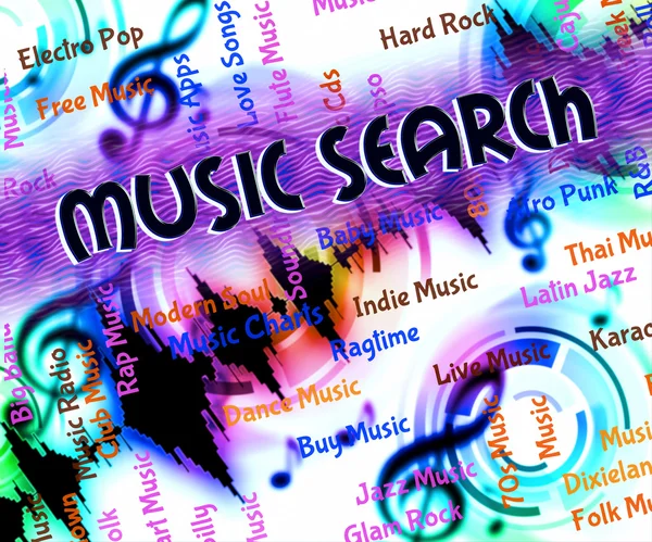 Music Search Shows Sound Track And Acoustic — Zdjęcie stockowe