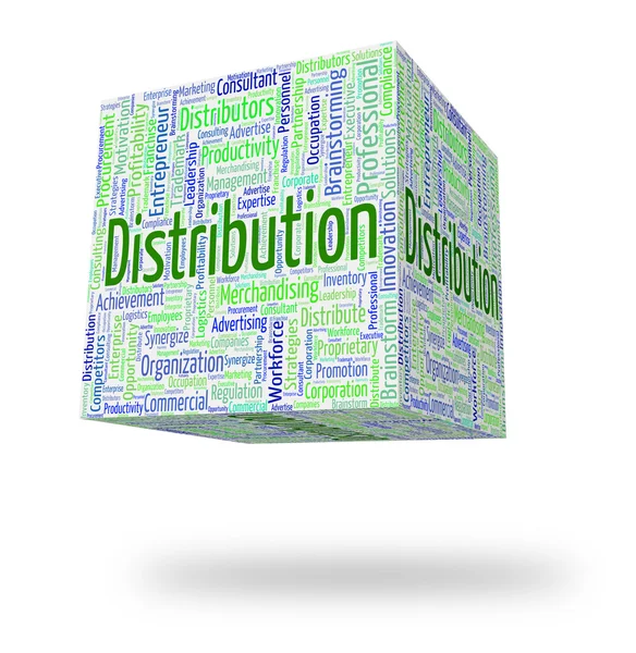 Distribution Word Indicates Supplying Text And Distribute — 图库照片