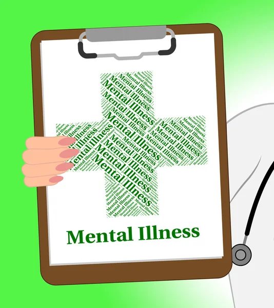 Mental Illness Clipboard Indicates Disturbed Mind And Affliction — Zdjęcie stockowe