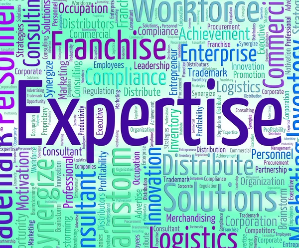 Expertise Word Represents Educated Wordclouds And Specialist — Stock Photo, Image