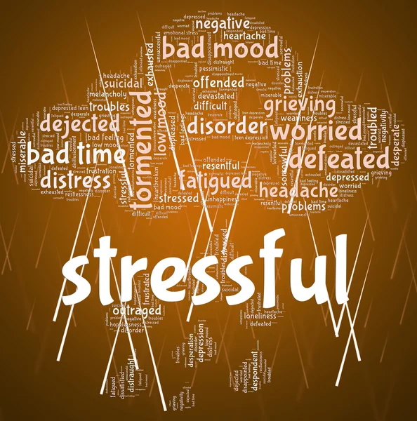 Stressful Word Means Overload Text And Wordclouds — Zdjęcie stockowe