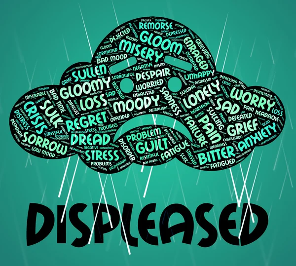 Displeased Word Represents Irritate Wordclouds And Annoyed — 图库照片
