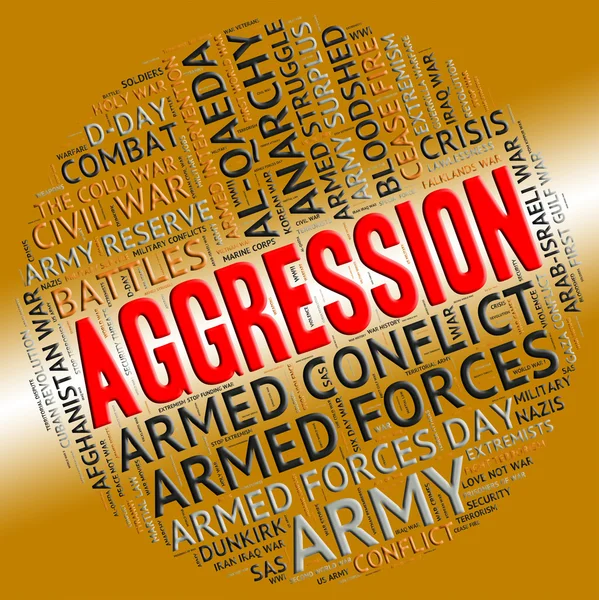 Aggression Word Means Infringement Wordcloud And Encroachment — Stock Photo, Image