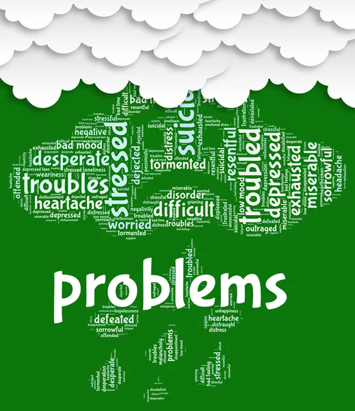 Problemas Palabra muestra tropiezo y complicación — Foto de Stock