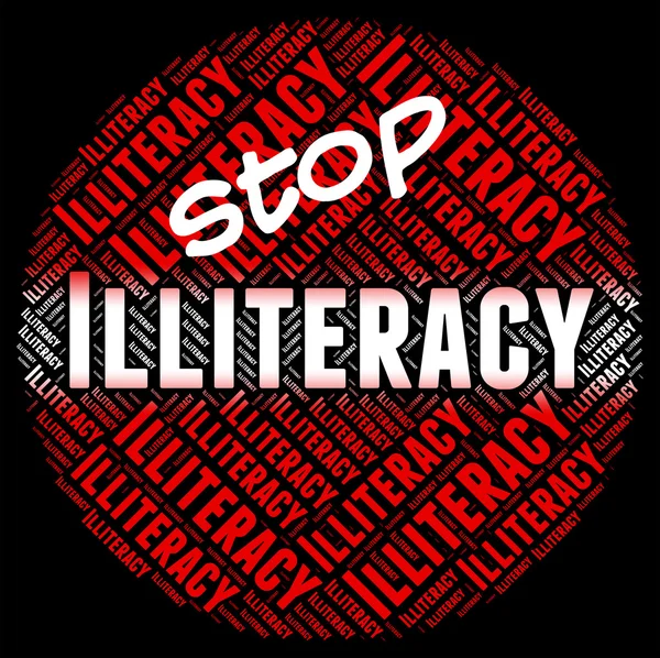 Stop Illiteracy Indicates Warning Sign And Control — ストック写真