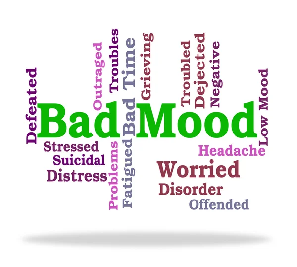 Bad Mood Shows Somber Words And Depression — Zdjęcie stockowe