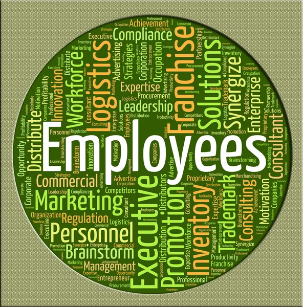 Employees Word Represents Member Of Staff And Breadwinner — Zdjęcie stockowe