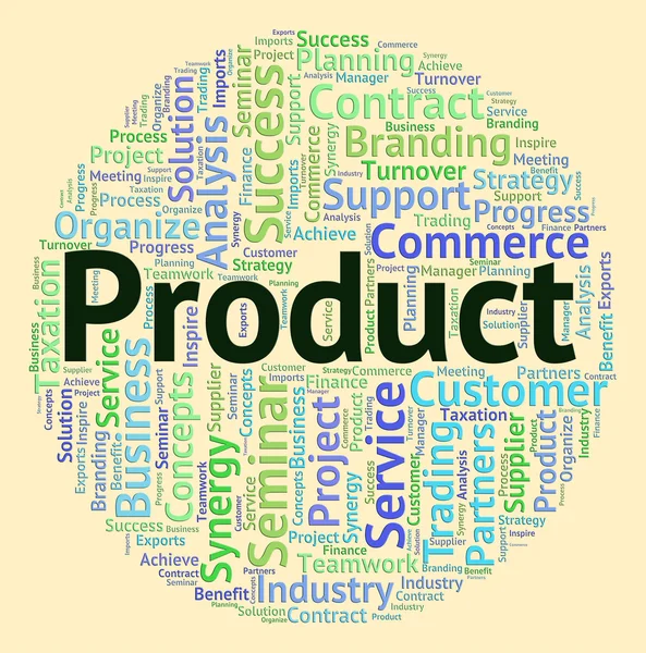 Palavra do produto Representa Wordcloud Wordcloud e ações — Fotografia de Stock