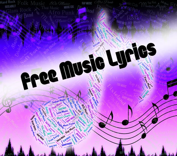 Free Music Lyrics Indica las Bases de Sonido Y Freebie — Foto de Stock
