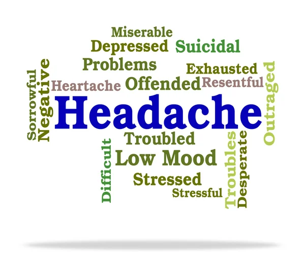Headache Word Means Wordcloud Migraines And Cephalalgia — Stock Photo, Image