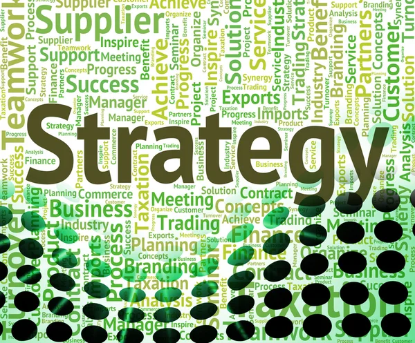Стратегическое слово представляет собой стратегическое облако слов и план — стоковое фото