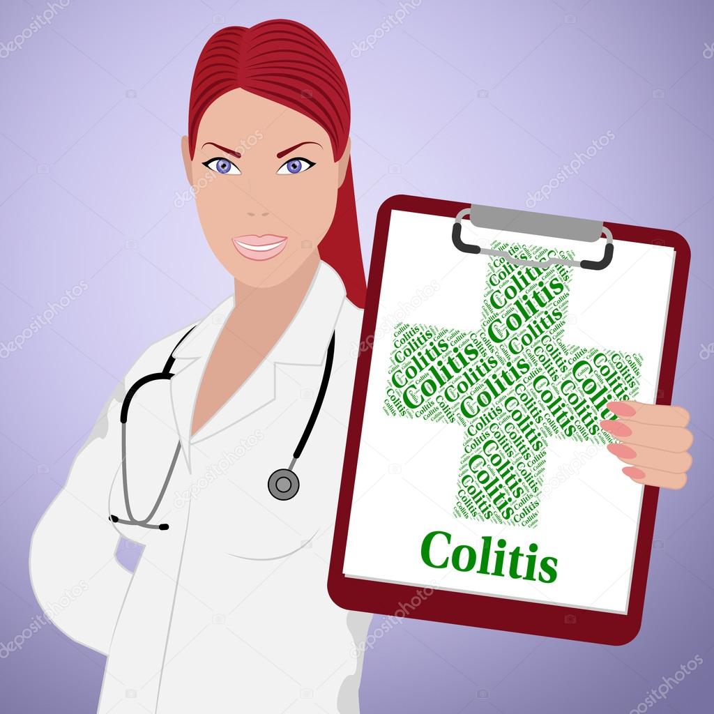 Colitis Word Indicates Inflammatory Bowel Disease And Affliction