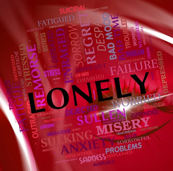 Lonely Word Shows Abandoned Outcast And Rejected — Stock Photo, Image