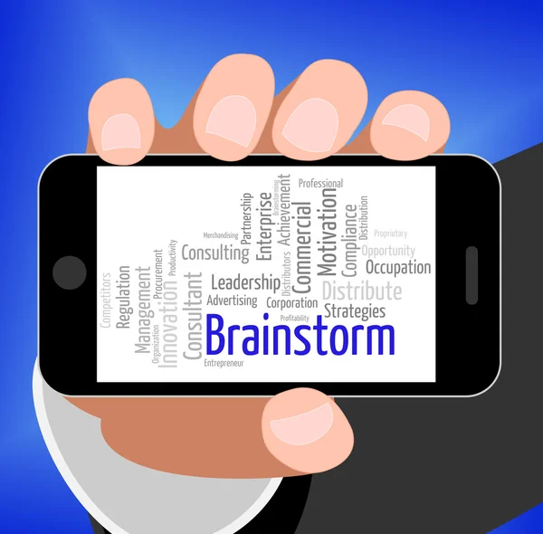 Brainstorm Word pokazuje umieścić głowy razem i błyskotliwe przemyślenia — Zdjęcie stockowe