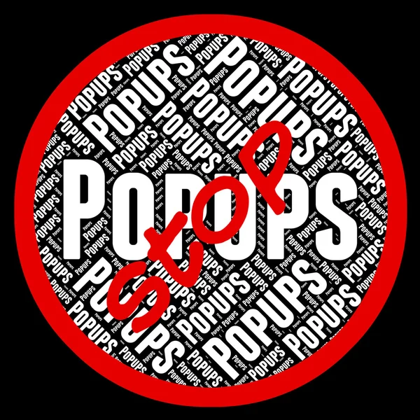 Stop Popups muestra ventana emergente y publicidad —  Fotos de Stock