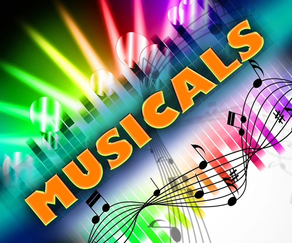 Musicals Word Means Sound Track And Acoustic — Stock Photo, Image