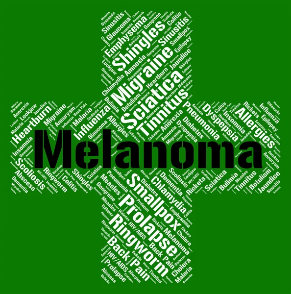 Melanoma Palavra Representa o câncer de pele e aflição — Fotografia de Stock