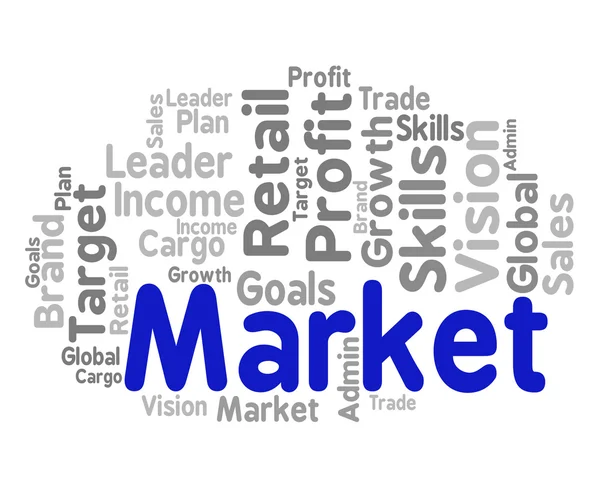 Palabra de mercado significa mercados de ventas y palabras —  Fotos de Stock