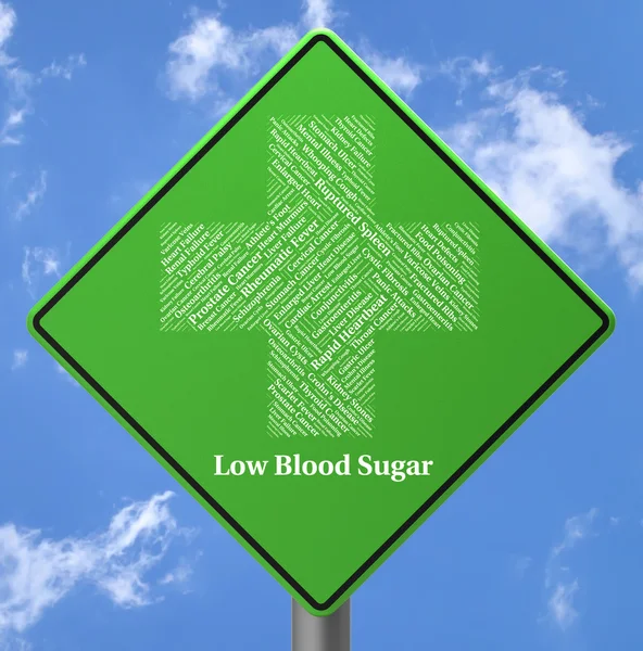 Düşük kan şekeri hasta sağlığı ve reklam gösterir — Stok fotoğraf