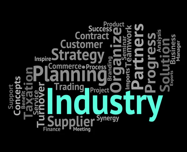 Palabra de la industria significa industrializado Wordclouds e industrial —  Fotos de Stock