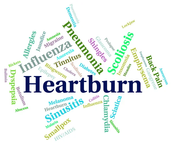 Heartburn Palavra indica má saúde e aflição — Fotografia de Stock