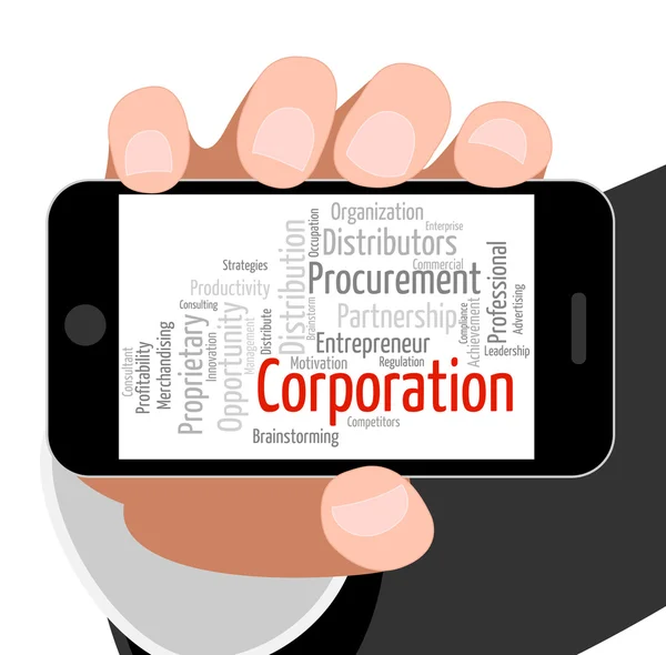 Corporation Word Rappresenta Aziende Corporate e Parole — Foto Stock