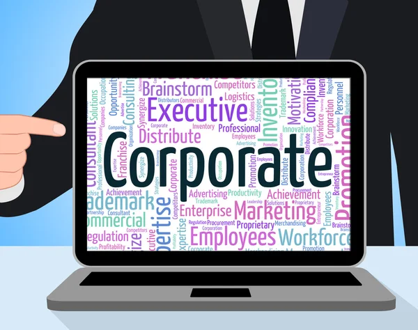 Corporativo Palabra Muestra Corporación Empresarios Y Wordcloud — Foto de Stock