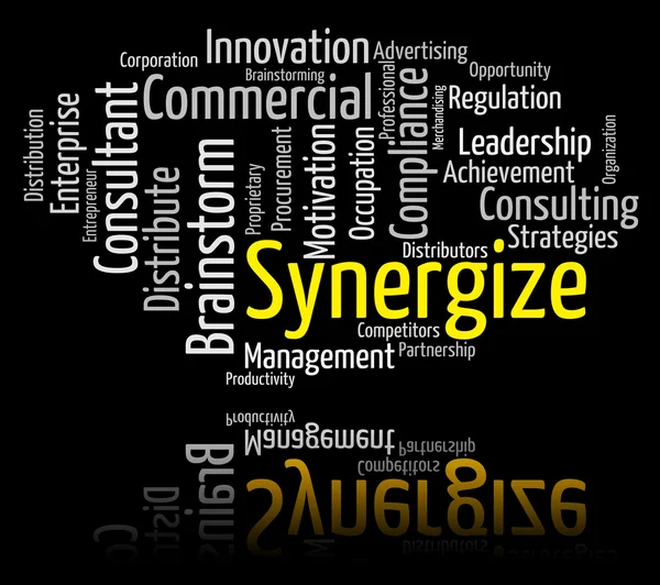Synergize Word indica lavorare insieme e collaborare — Foto Stock