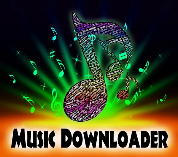 Downloader muzyki pokazuje ścieżki dźwiękowe i aplikacji — Zdjęcie stockowe