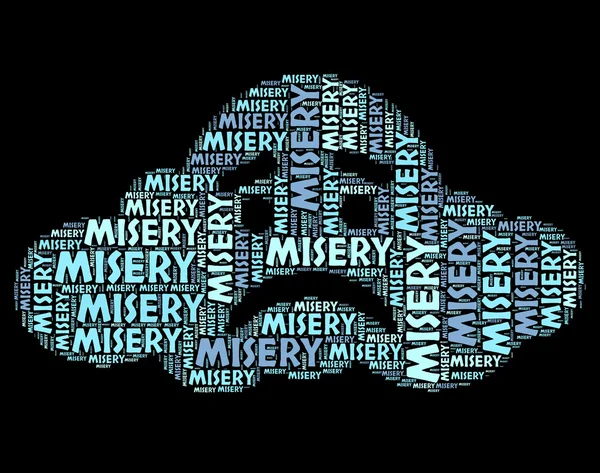 Misery Word Represents Low Spirited And Depressed — Stock Photo, Image