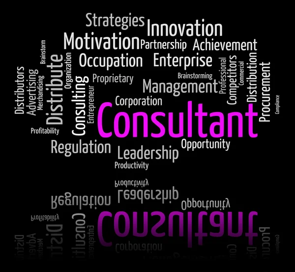 Palavra Consultor Indica Conselheiros Wordcloud e Especialista — Fotografia de Stock