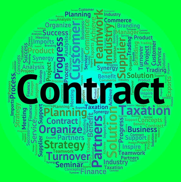 Palavra do contrato Representa acordos de compromisso e contratual — Fotografia de Stock