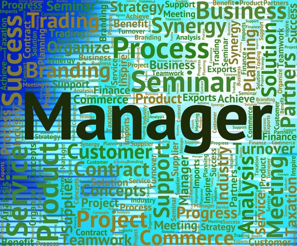 Manager woord vertegenwoordigt hoofd beheren en baas — Stockfoto
