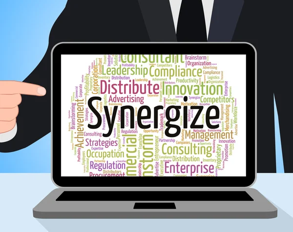Synergize-Wort steht für Zusammenarbeit und Kooperation — Stockfoto