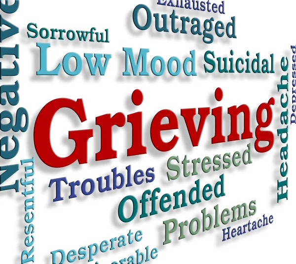 Grieving Word Represents Broken Hearted And Angst — Stock Photo, Image