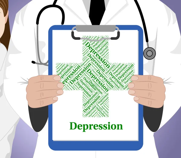 Palabra de depresión representa mala salud y aflicción — Foto de Stock