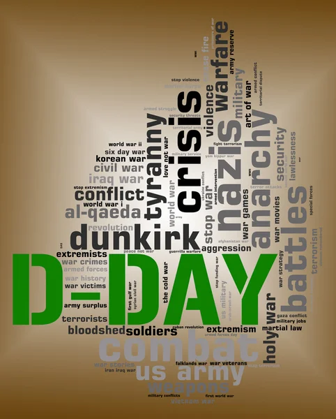 D Day means Wordclouds Warfare and Words — Stok Foto