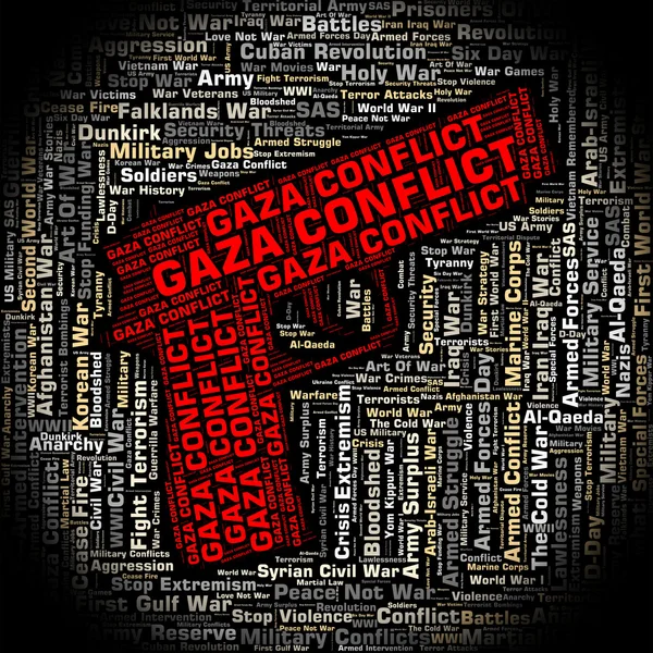 Gaza Conflicto muestra combate Wordclouds y guerras —  Fotos de Stock