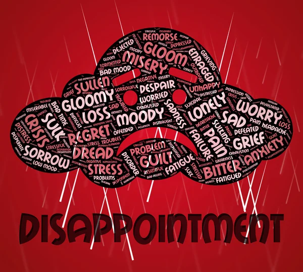 Disappointment Word Indicates Let Down And Chagrined — Stock Photo, Image