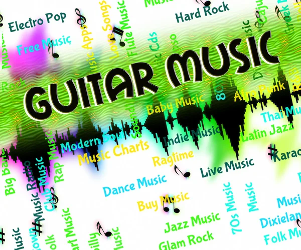 La música de guitarra indica bandas sonoras y audio — Foto de Stock