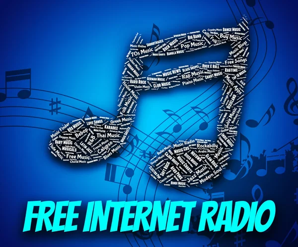Free Internet Radio Means No Charge And Complimentary — Stock Photo, Image
