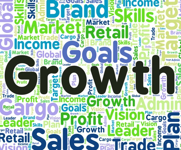 Growth Word Indicates Gain Growing And Increase — Stock Photo, Image