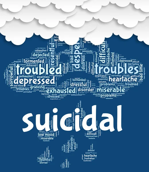 Suicidal Word Shows Attempted Suicide And Fatal — Stock Photo, Image
