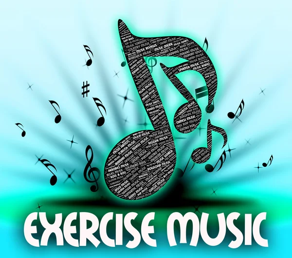 Ejercicio Música significa hacer ejercicio y ejercicios —  Fotos de Stock