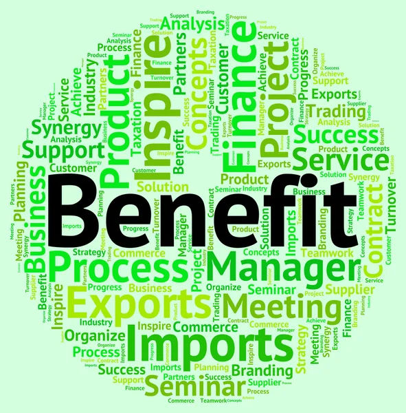 Benefit Word Indicates Benefits Perk And Reward — Stock Photo, Image