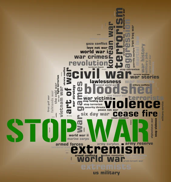 Stop War representa señal de advertencia y batallas —  Fotos de Stock