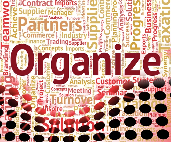 Organizar Palabra Indica Gestión Organizar y Wordcloud — Foto de Stock
