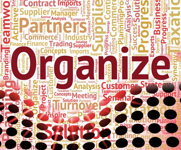 Organiser Word indique la gestion de l'organisation et Wordcloud — Photo