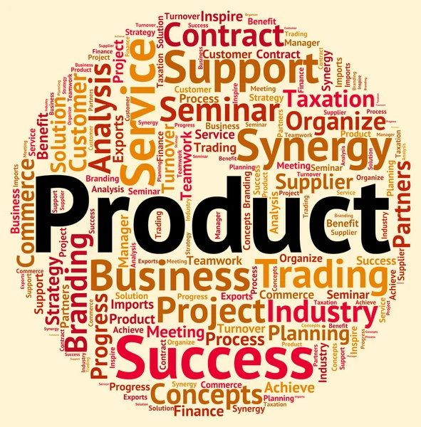 Produktwort repräsentiert Aktien und Wörter — Stockfoto