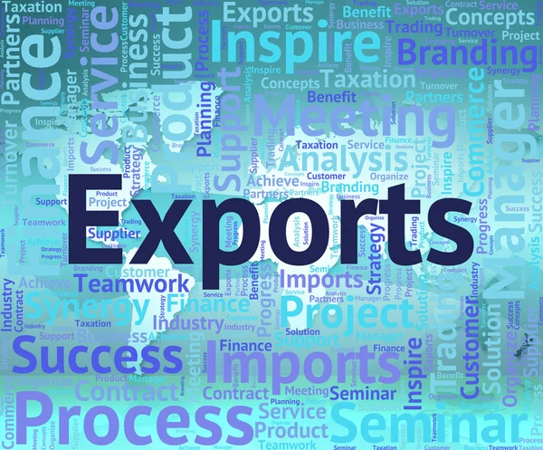 Exportaciones Palabra Indica Vender en el Extranjero Y Exportar — Foto de Stock